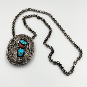 Sterling silver native American belt buckle signed CJ. Stamped sterling. Navajo?